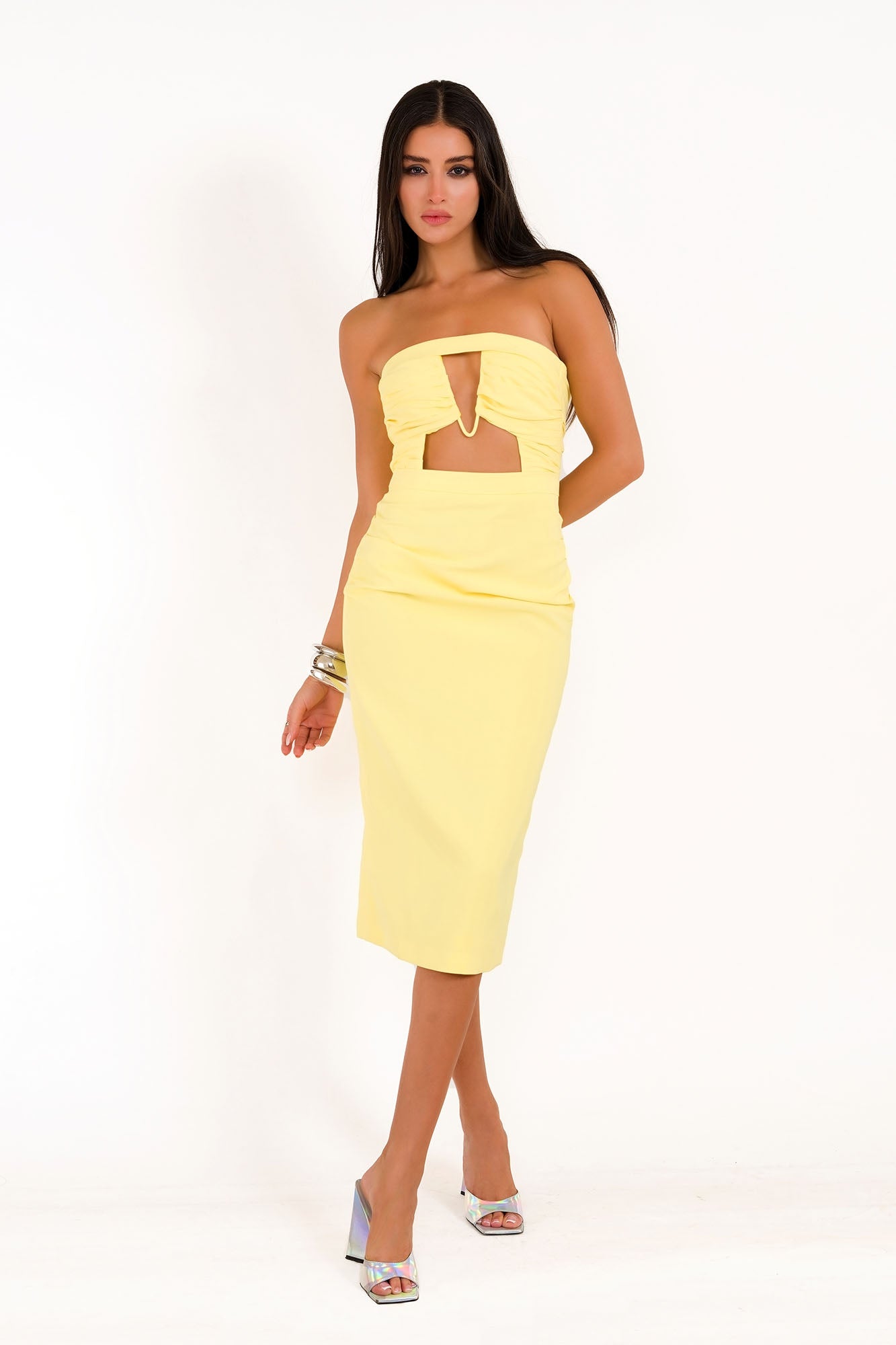 Amber Glow Midi Dress