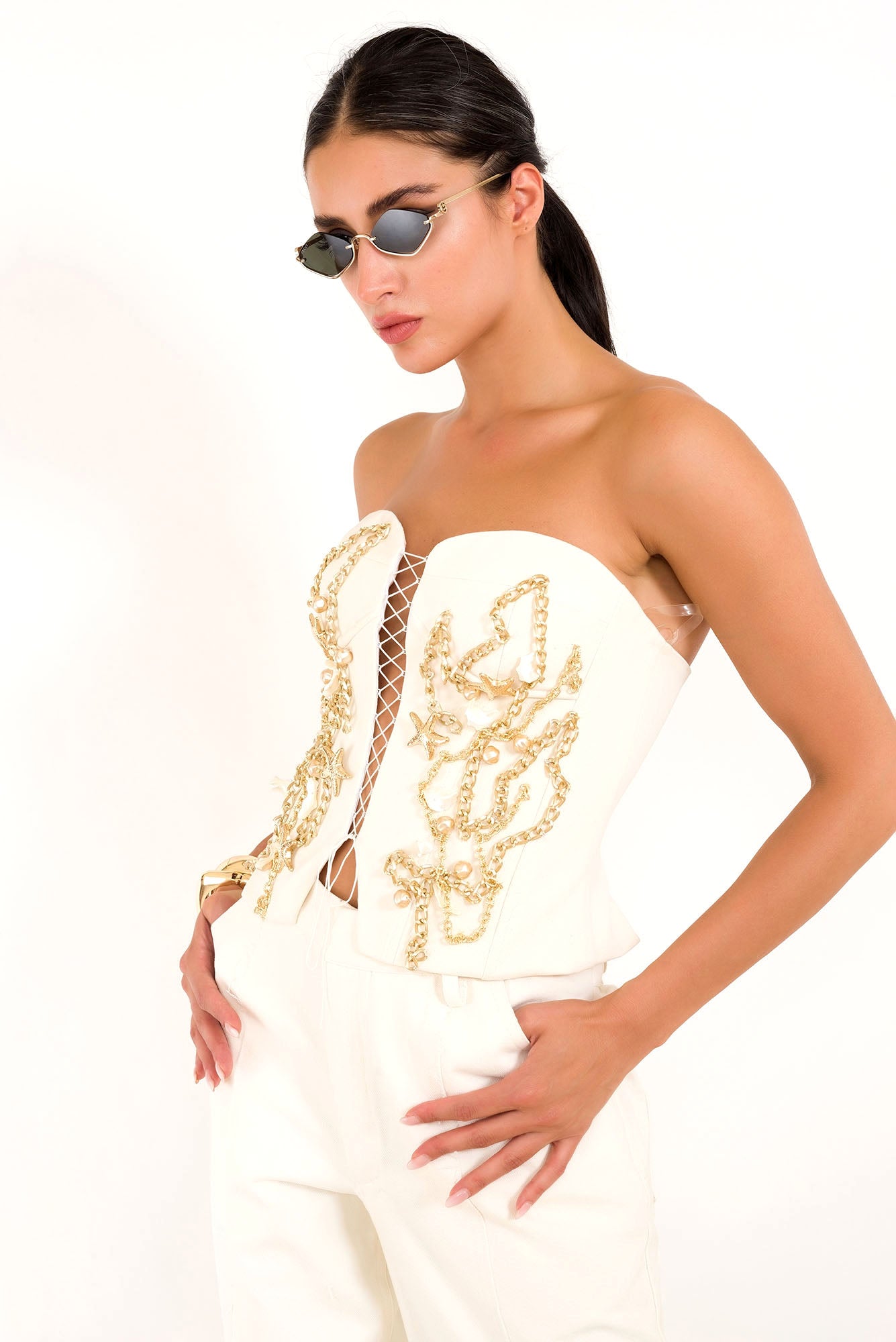 Gold White Top